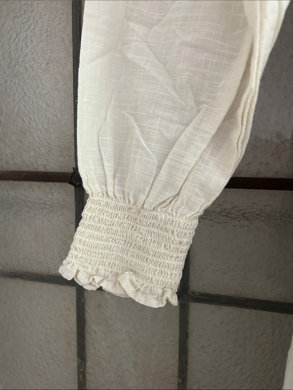 Free People Cream Eyelet Midi Dress with Smocked Bodice - Picture 5 of 6